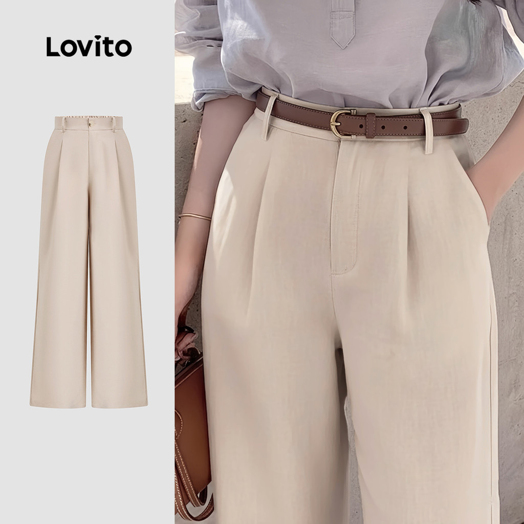 Lovito  Calça Casual com Botão e Zíper Primavera/verão Na Cor Damasco para Mulheres. L171ED218