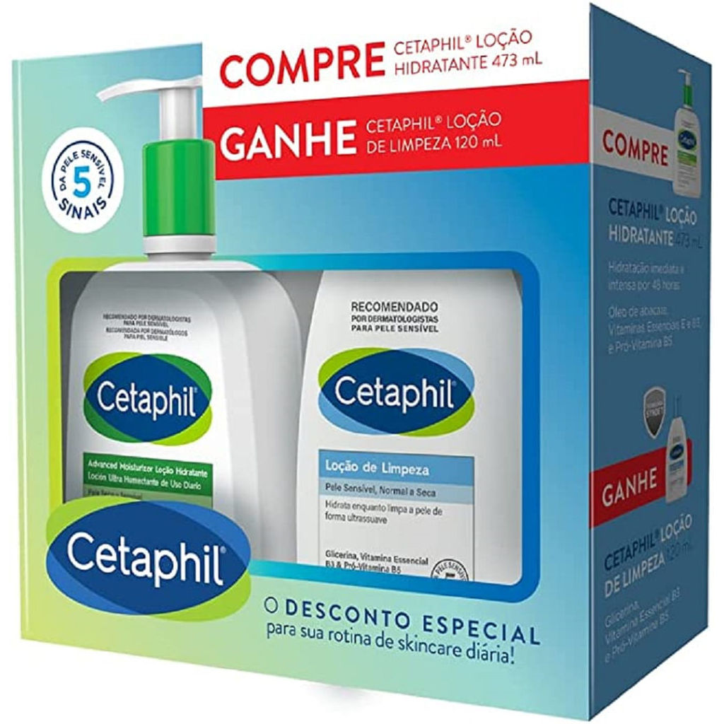 Kit Cetaphil Loção Hidratante 473g + Loção de Limpeza 120ml