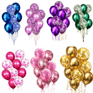 Kit Balões Cromados com Confete | 10 Bexigas 10” Decoração Festa Luxo (Várias Cores) em Oferta na Shopee