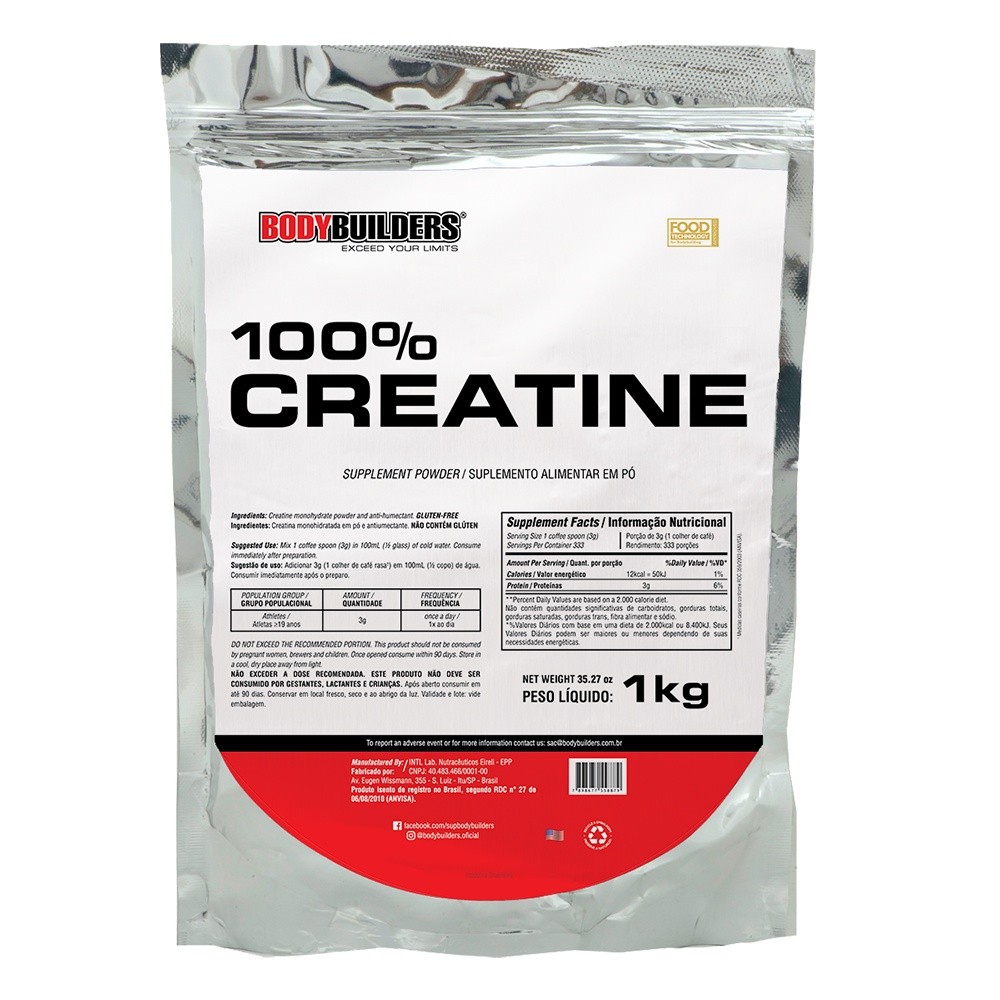 Creatina Monohidratada 100% Pura | (1kg/500g/300g/100g) - Pura & Importada - Bodybuilders em Oferta na Shopee