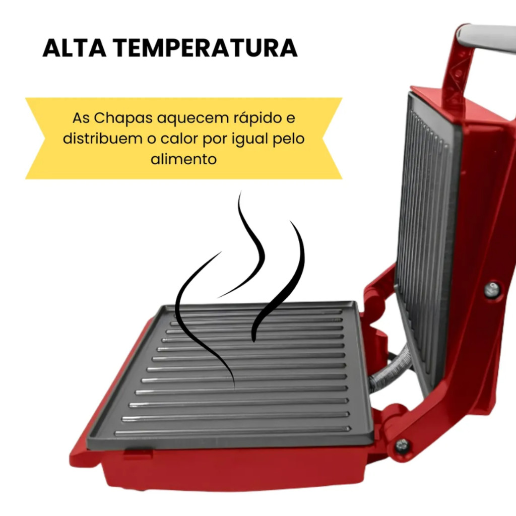 Sanduicheira Grill Inox Kian 220v 1200w Vermelho 24501