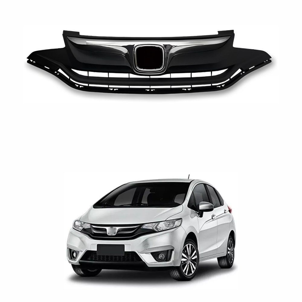 Grade Radiador Honda Fit 2015 2016 2017 Black Piano Com Friso Cromado