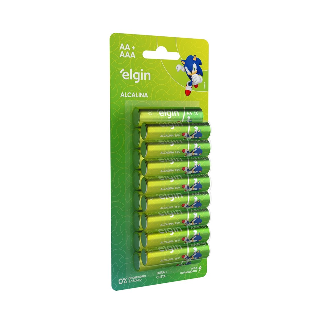 Kit Pilhas Alcalina AAA Palito E AA Pequena 16 Un Elgin em Oferta na Shopee