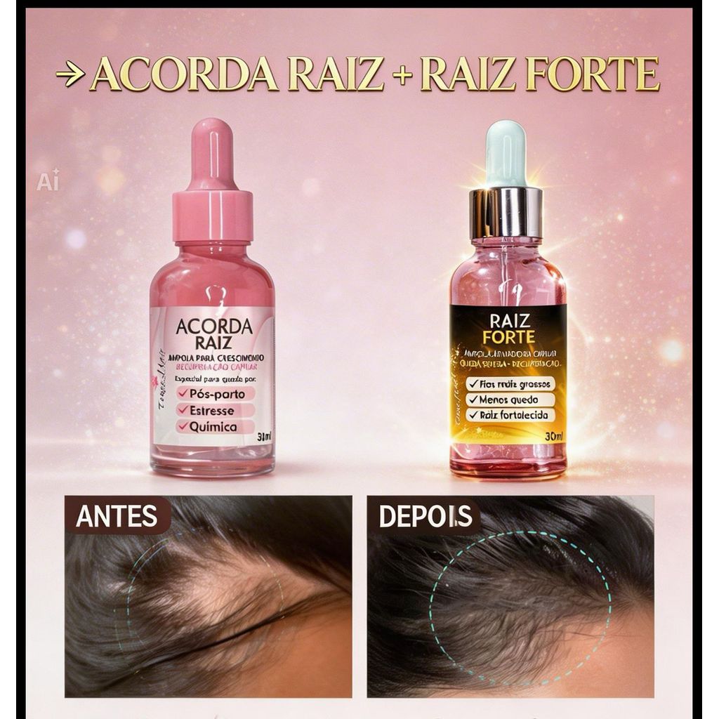 Kit Ampola para Crescimento e Queda Acorda Raiz + Raiz Forte Capilar Fios Fortes Toque Hair