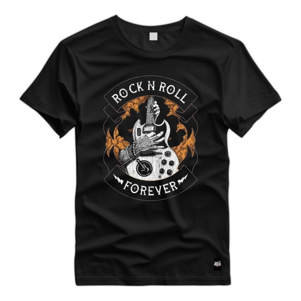 Camiseta Unissex em Algodão Linda T-shirt Camiseta Estampada Masculina Lançamento Estilo Rock N Roll Forever (Ref:1047) 
