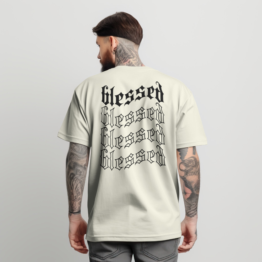 Camiseta  Oversized confortavel Camiseta Oversized Streetwear Masculina Unisex 100% Algodao  Blessed Abencoado Conforto
