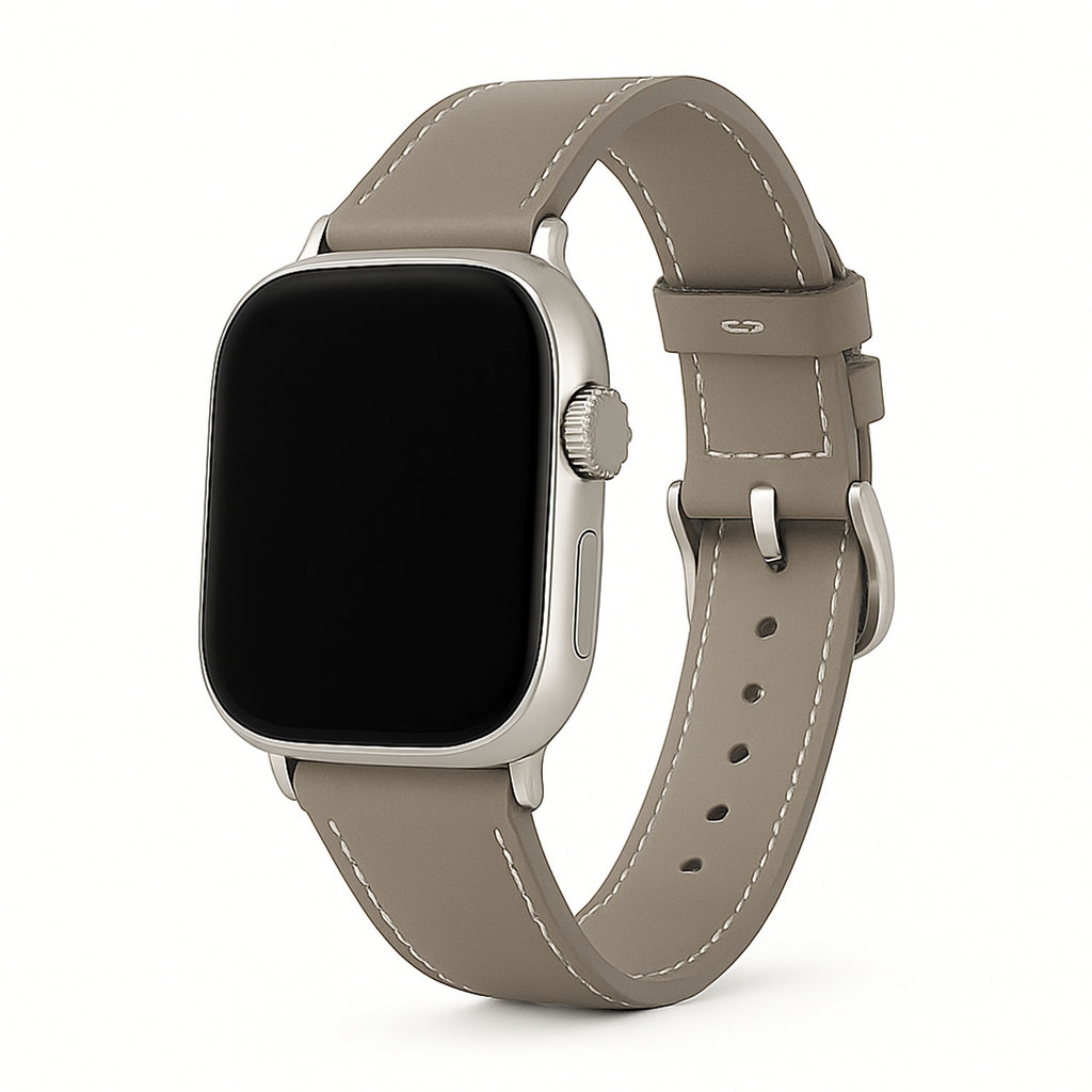 Pulseira Couro Cinza LTIMPORTS para Apple Watch 46mm Series 11/10, 45mm 9/8/7, 4