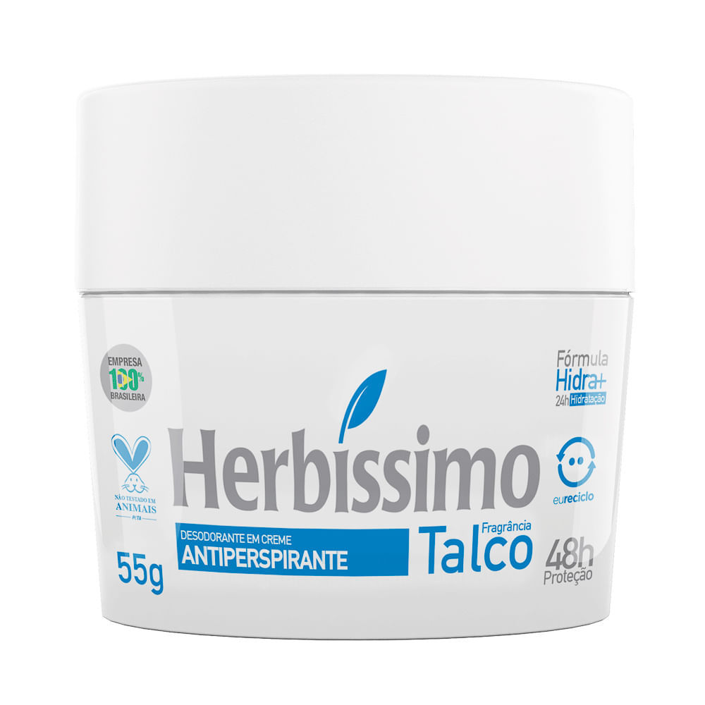Desodorante em Creme Herbíssimo Talco Antiperspirante 48h 55g em Oferta na Shopee