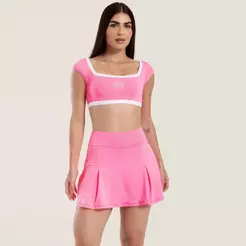 Short Saia Sand Rosa Confete Poliamida Soft