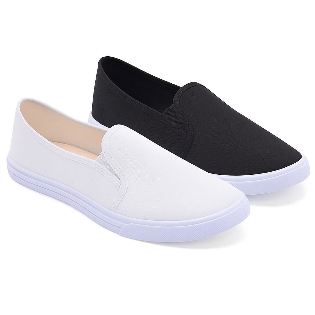 2 Pares De Tênis Casual Feminino Calce Facil Slip On Macio Leve Confortavel