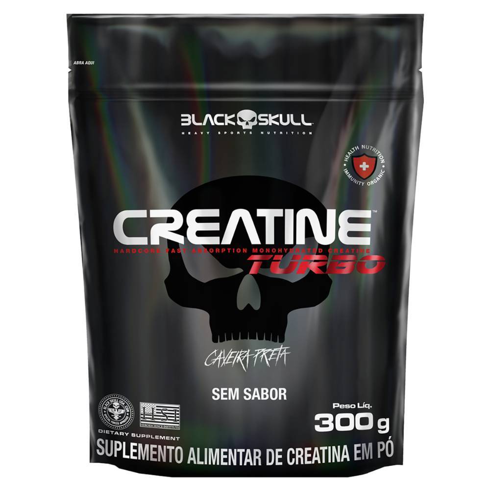 Creatina Turbo Black Skull Caveira Preta sem Sabor 300g em Oferta na Shopee