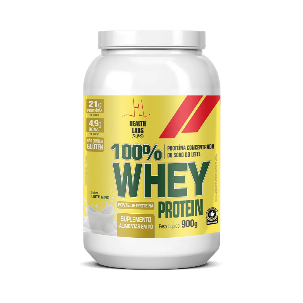 100% Whey Protein 900g Leite Nino - Health Labs