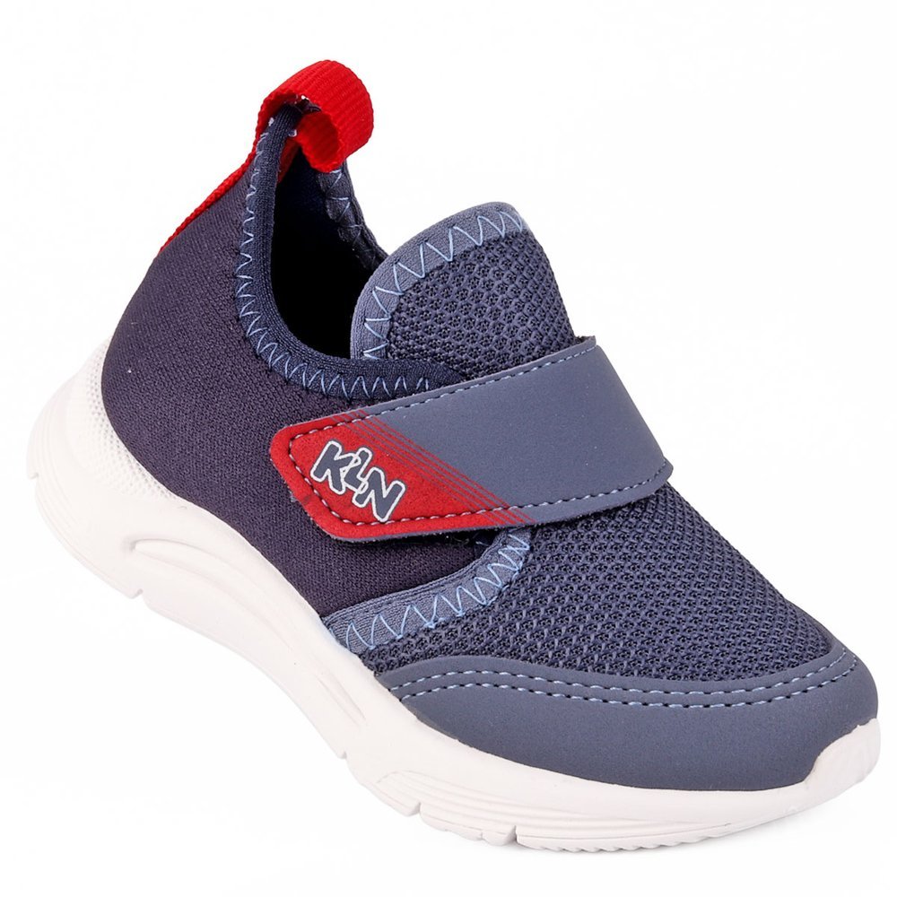 Tênis Infantil Menino Klin Original New Sport Azul e Vermelho Calce Fácil Velcro Anatômico
