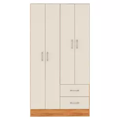 Guarda Roupa Solteiro 4 Portas 2 Gavetas Panama 170cm Cor Cinamomo/Off White - Fellicci Móveis