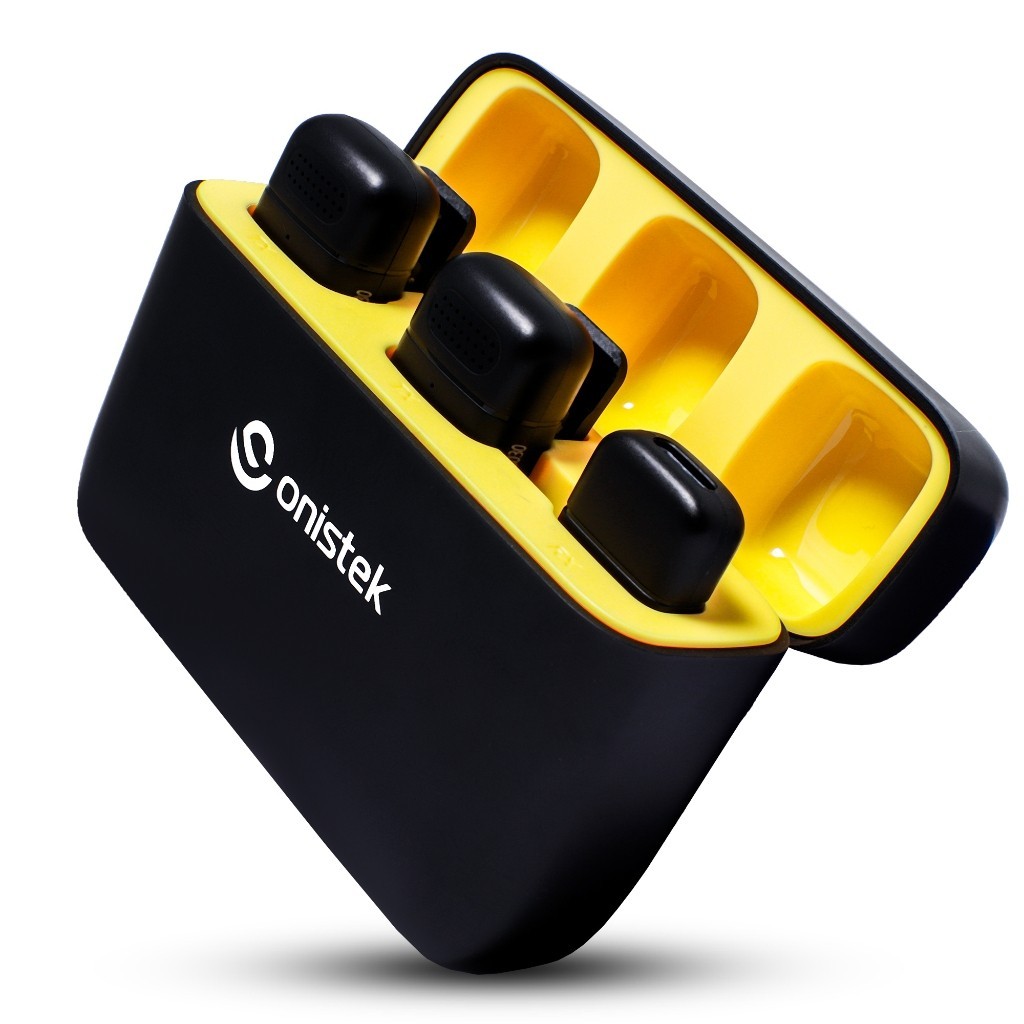 Par De Microfones Lapela Sem Fio Profissional 360° P/ Celular Case Recarregável