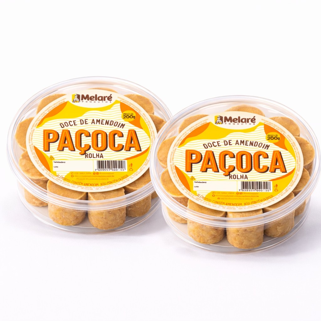 Kit 2 Paçoca Rolha Tradicional MELARÉ Pote 200g