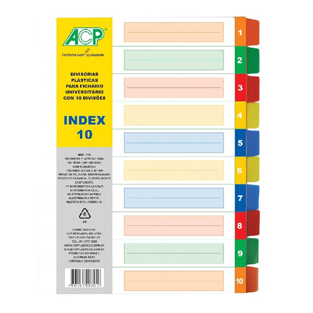 Divisória plástica Color com 10 projeções 755 ACP em Oferta na Shopee