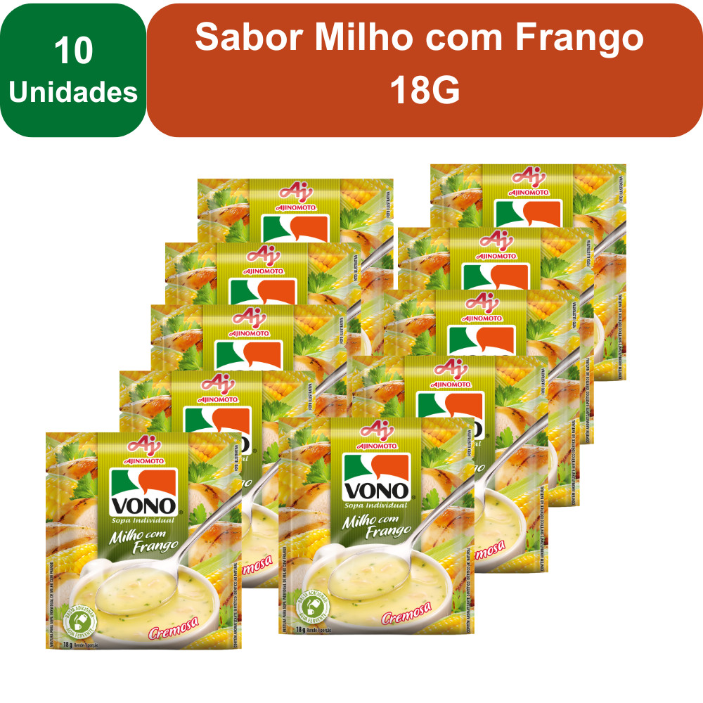 Kit 10 Unidades Sopas Cremosas VONO® Individual Sabor Milho com Frango 18G em Oferta na Shopee