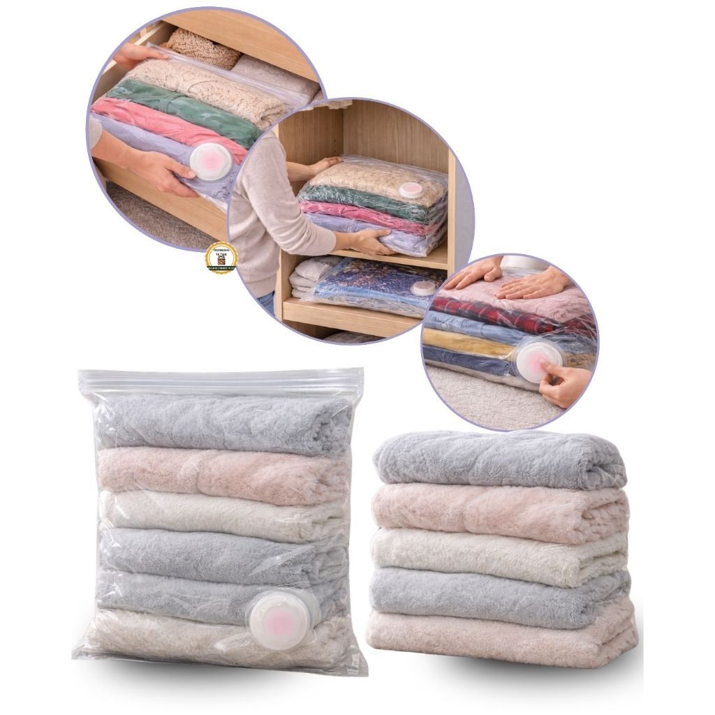 Saco a Vácuo Grande Organizador Edredom Mala Roupa De Cama 60X80 5 UNIDADES