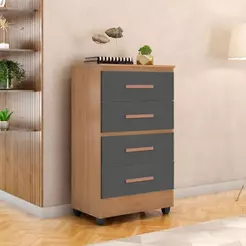 Cômoda Ambiente Lite 4 Gavetas Nature Cinza - Móveis Leão