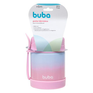 Pote Térmico Buba Inox com Talher Degradê Rosa 320ml em Oferta na Shopee