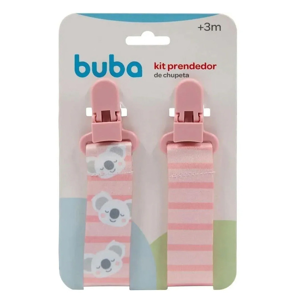 Kit 2 Prendedores de Chupeta Buba Com Clip Trava Coala Rosa em Oferta na Shopee