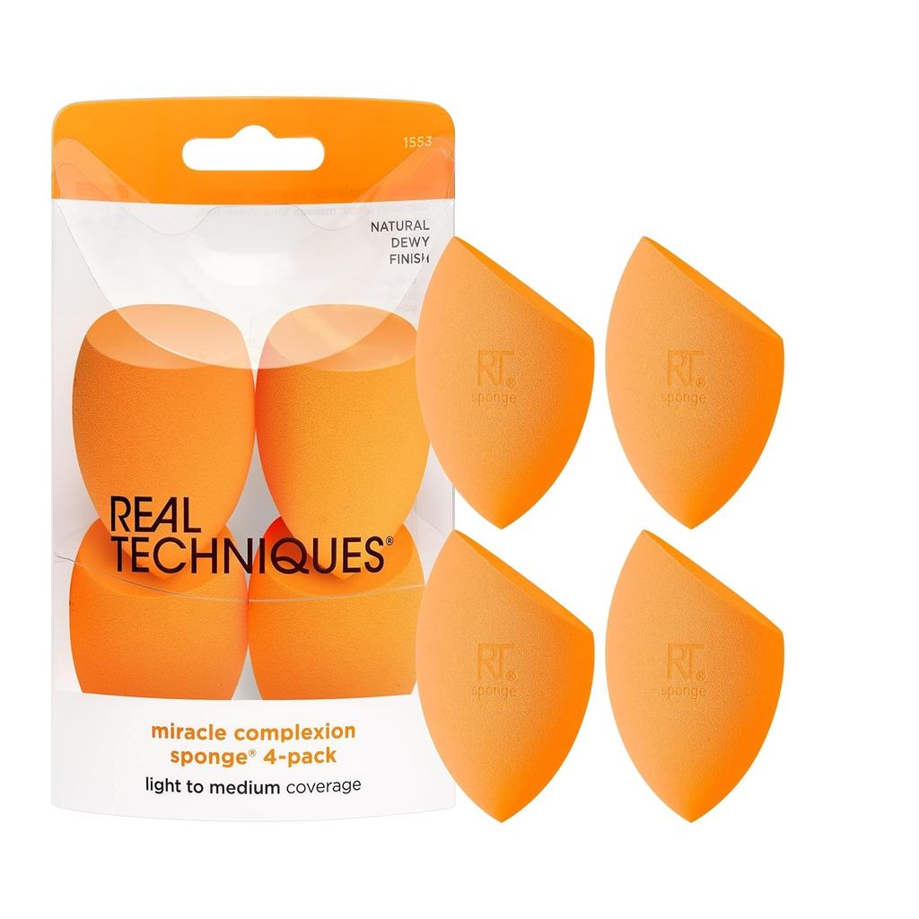 Esponja de Maquiagem Real Techniques Miracle Complexion, Kit com 4 Esponjas Beauty Blender para Base Líquida e em Creme,