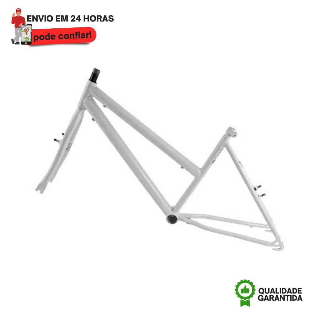 Quadro ceci Para Bicicleta Feminino Aro 26 MTB  + Garfo Branco