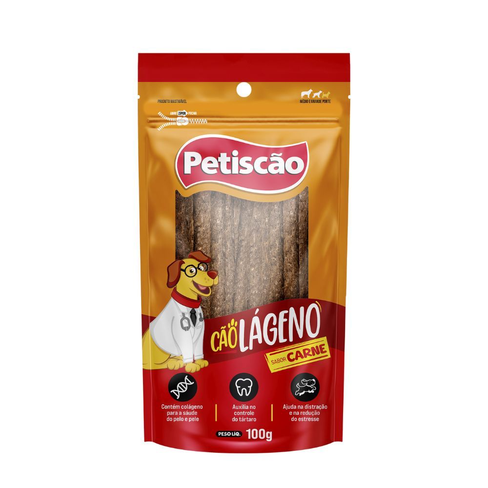 Petisco Petiscão Cãolágeno sabor Carne 100g em Oferta na Shopee