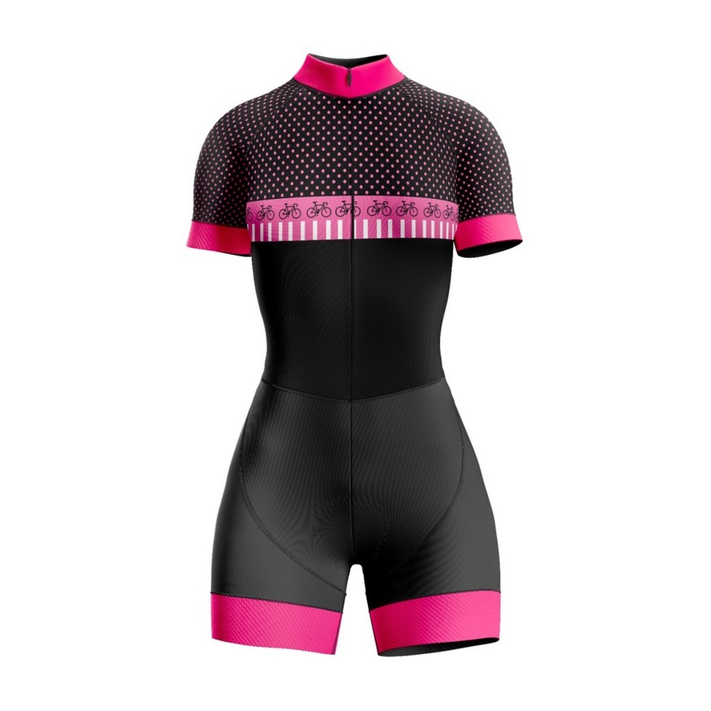 Macaquinho Ciclismo Feminino com Gel Acolchoado Bike MTB Speed Confortável Dry Fit Bicicletinha Preto