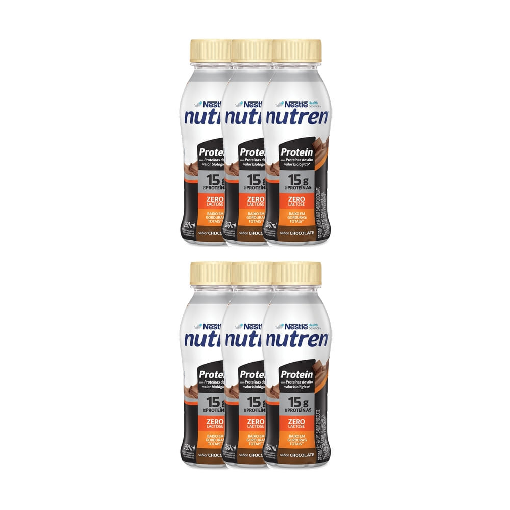 Kit 6 Bebida Láctea Nutren Protein com 15g de Proteínas Sabor Chocolate 260ml em Oferta na Shopee