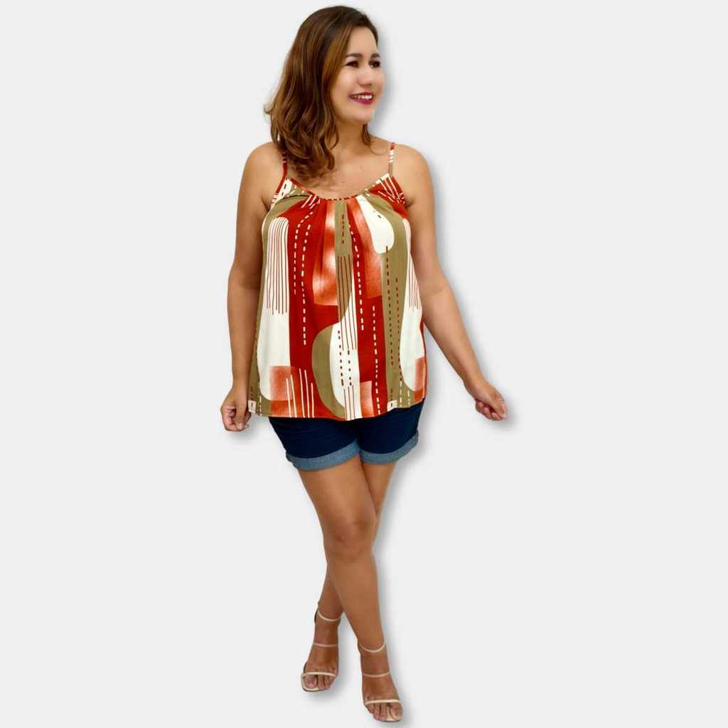Blusa Bata Alça Com Regulagem Viscose Estampada Gg Plus Size