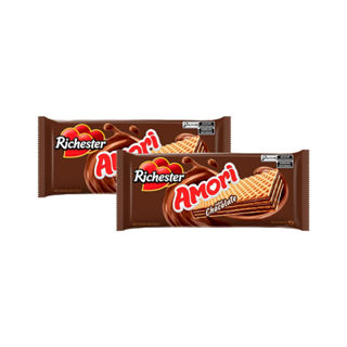 Kit 2 Biscoito Wafer Richester Amori Sabor Chocolate 80g em Oferta na Shopee