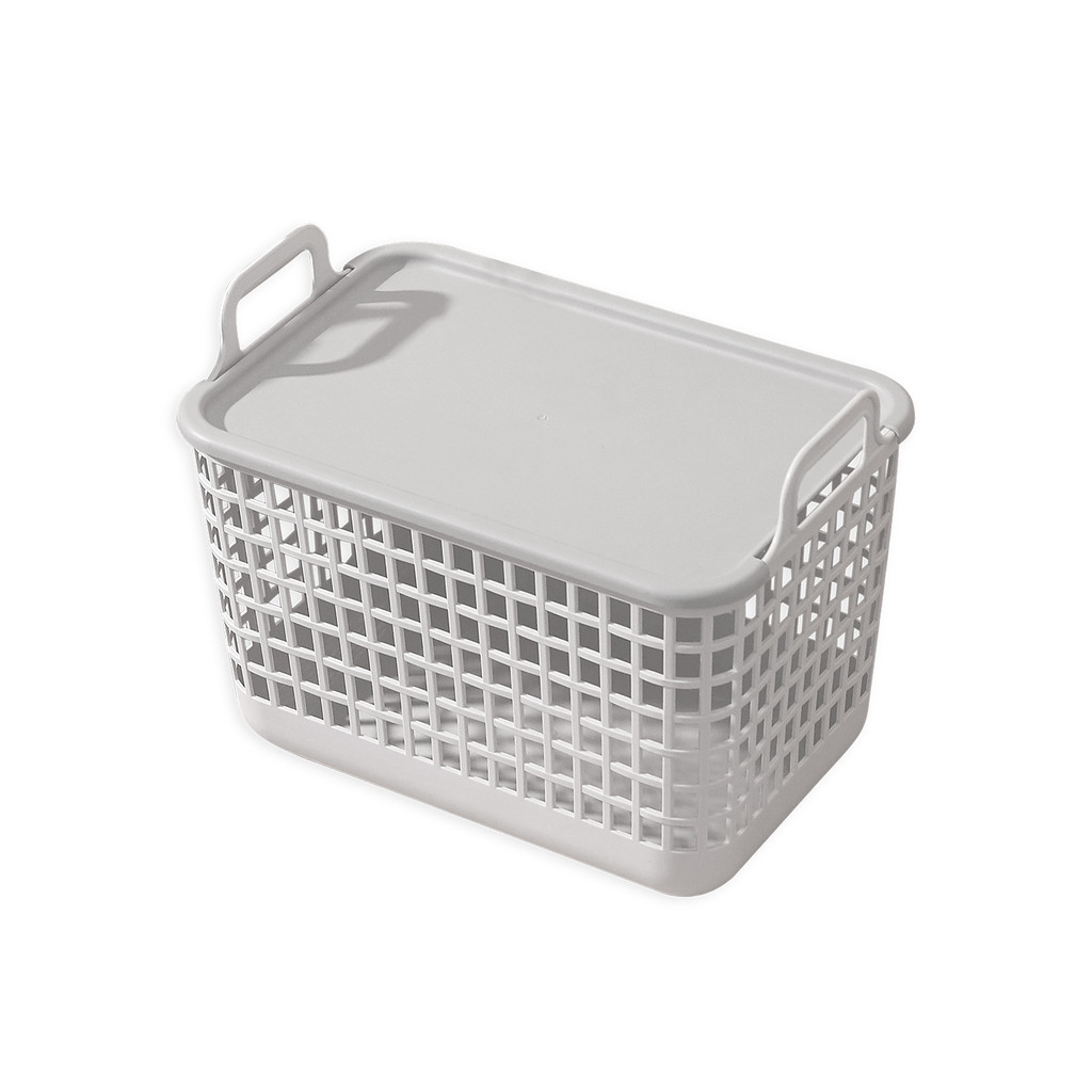 Cesto de Plástico com Tampa Médio - Oikos em Oferta na Shopee