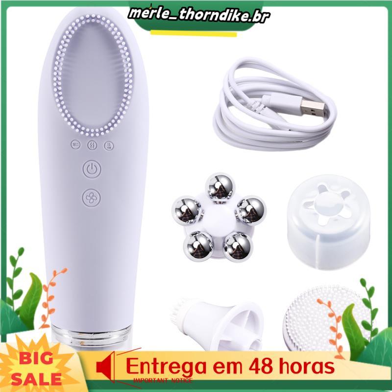 Elétrico 4 Em 1 Rosto Escova Massageador Dispositivo Silicone Aperto Da Pele Massagem Remoção Cravo Casa Spa Mais Limpo
