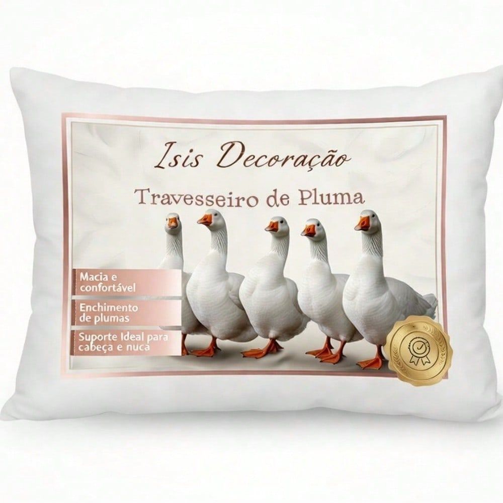 Travesseiros Plumas de Ganso Sintético 50x70cm Macio e Confortável  Toque de Luxo Suporte Médio Avulso, Kit 2 ou Kit 4