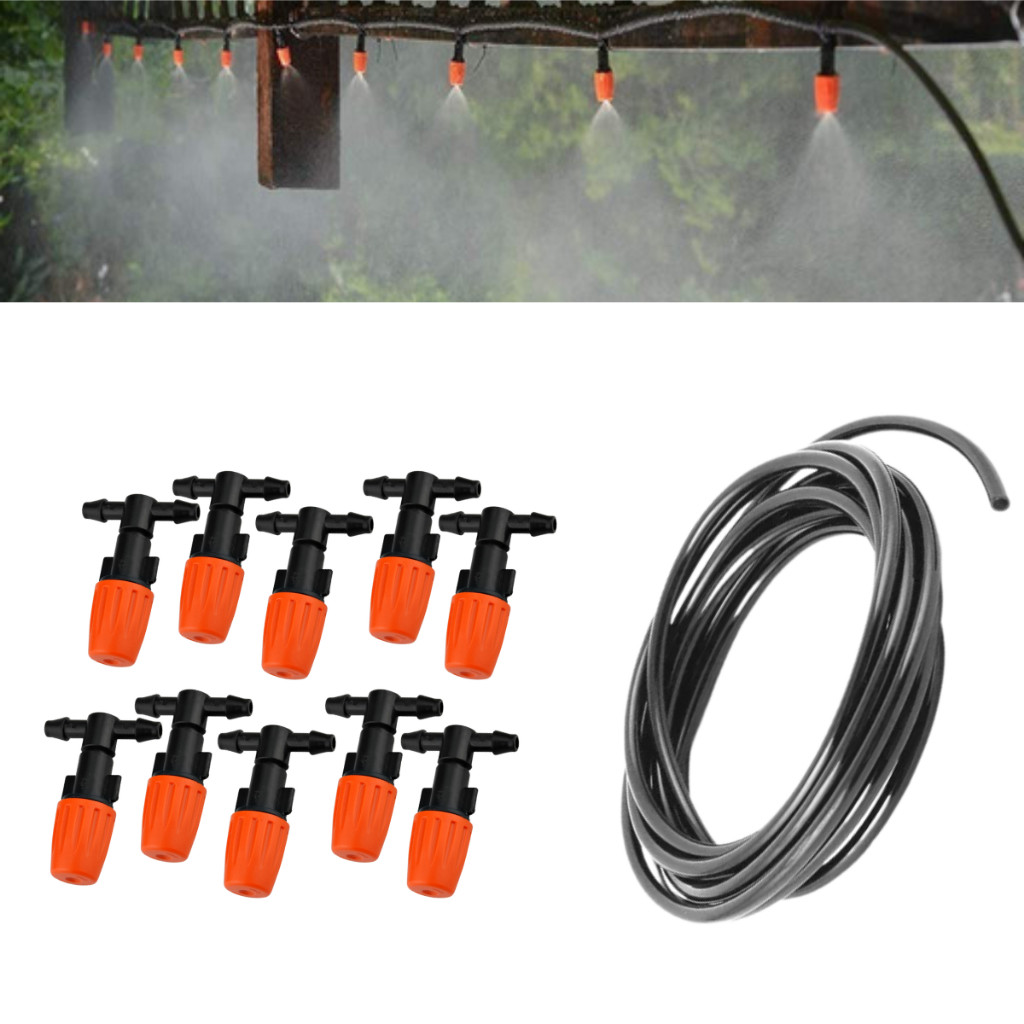 Kit 10 Bico Nebulizador Aspersor Irrigação + 5 Metros de Mangueira Tubo