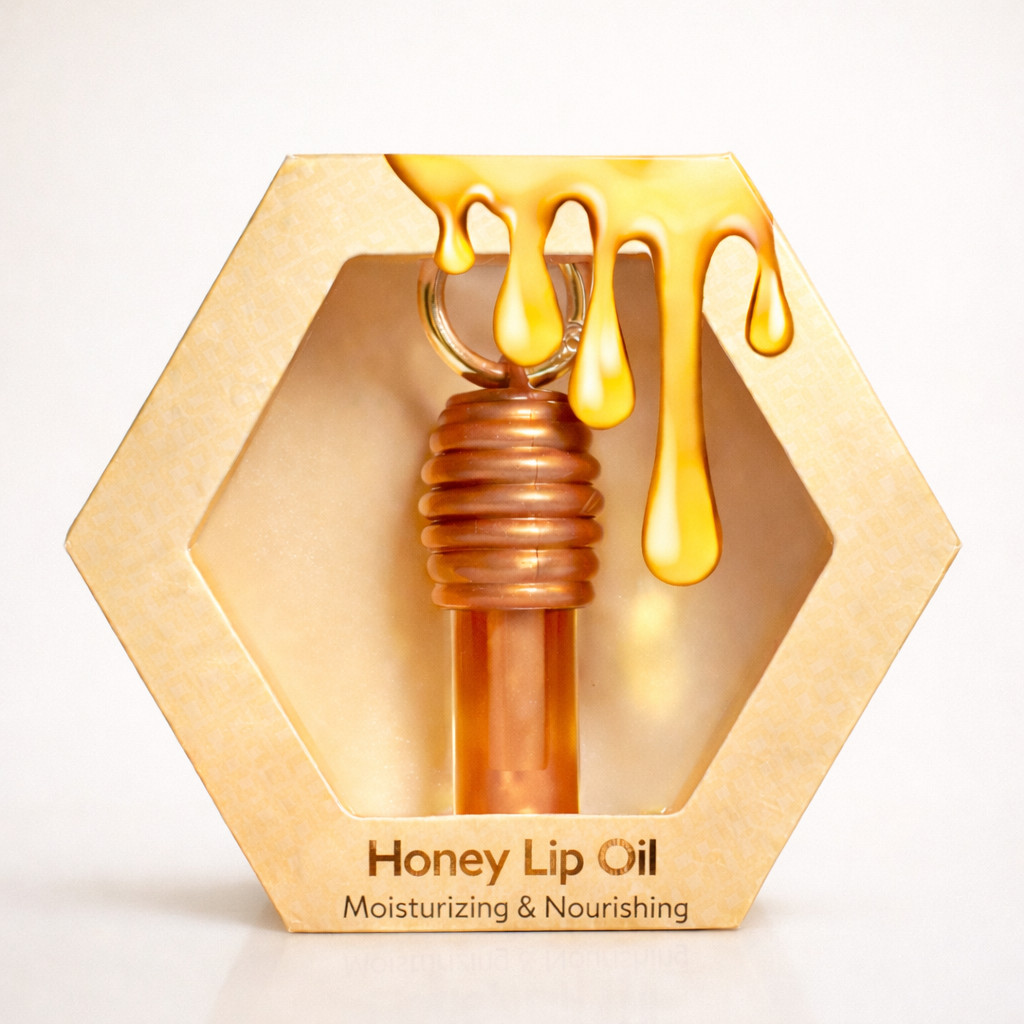Honey Lip Oil Gloss Labial Hidratante Brilho Natural Sabor Mel