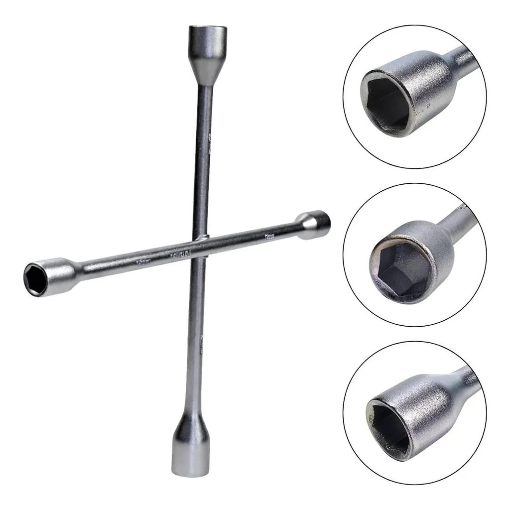 Chave De Roda Tipo Cruz Aço Carbono 17mm 19mm 21mm 23mm Ferramenta Automotiva
