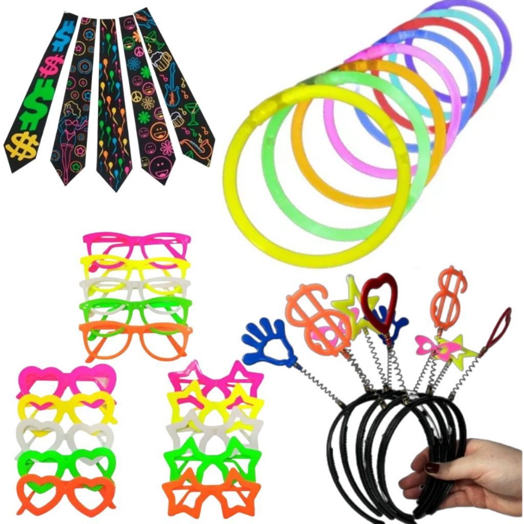 Kit Completo para Festa Neon – 130 Peças com Acessórios