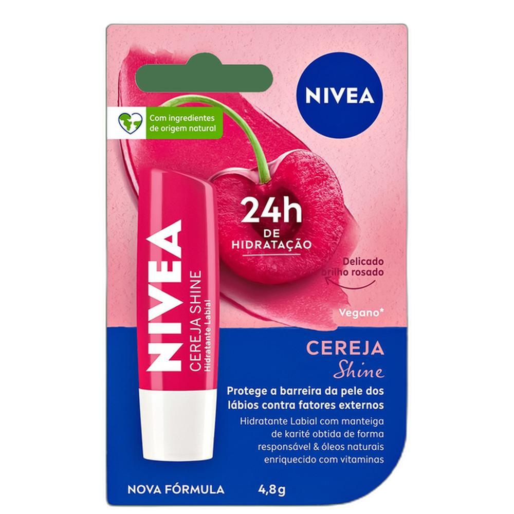 NIVEA Shine Cereja - Hidratante Labial 4,8g em Oferta na Shopee