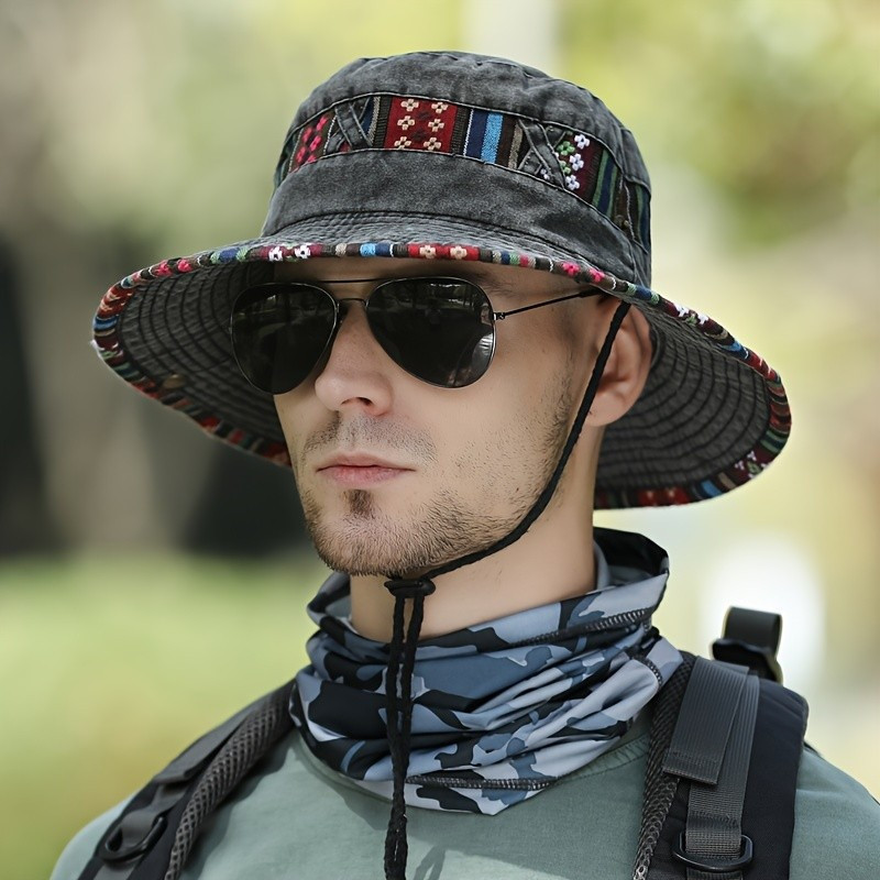 Chapéu de Sol Dobrável para Homens, Chapéu de Balde para Praia e Pesca, Chapéu Boonie para Esportes, Chapéu de Pesca par