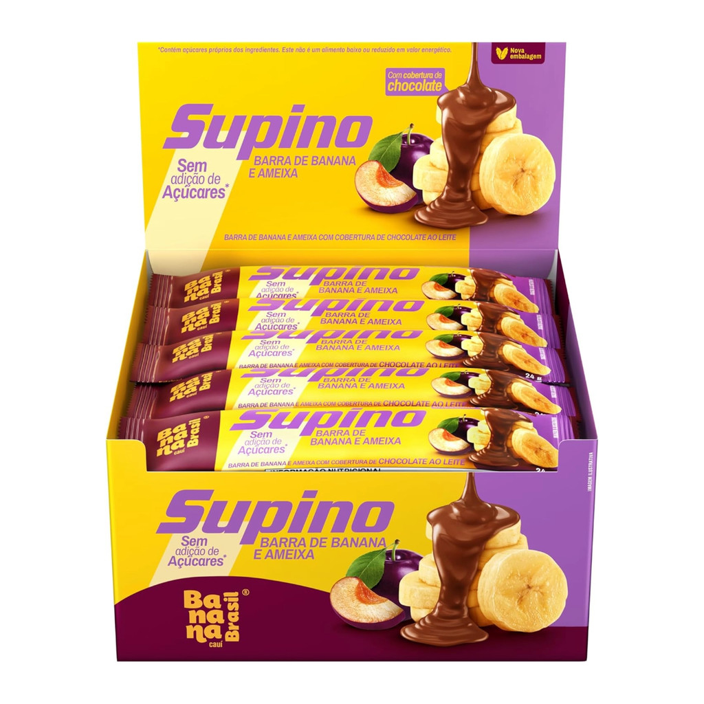 Barra Supino Frutas Zero Banana E Ameixa Chocolate 20x24g