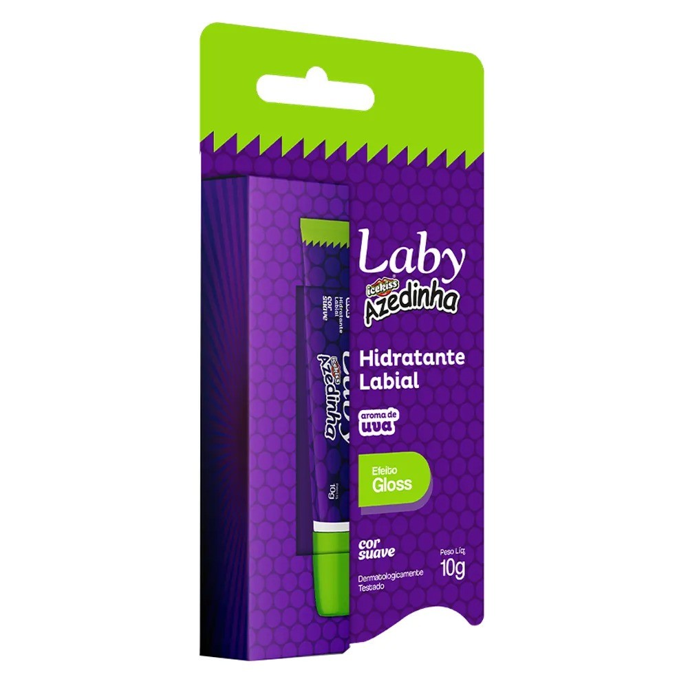 Hidratante Labial Efeito Gloss Sabor Uva Laby Azedinha 10g