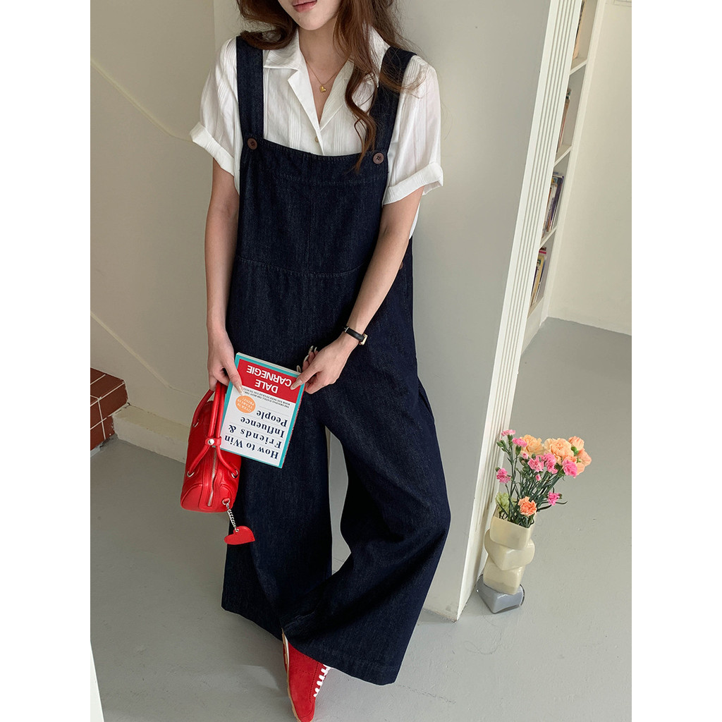Macacão jeans reto de perna larga com ajuste de cavidade retrô no início da primavera de 3a manhã ZY3943