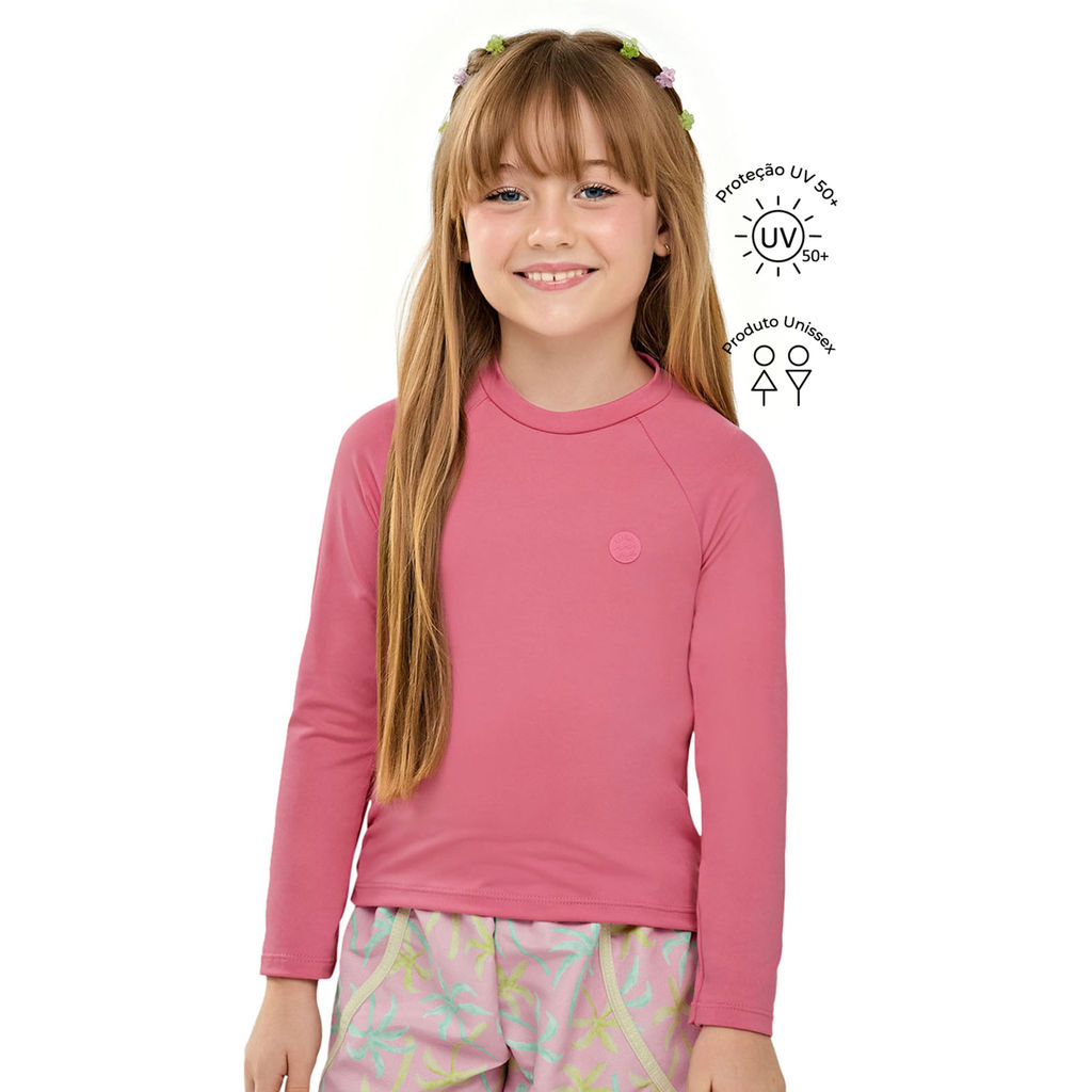 Blusa Infantil Unissex Com Proteção Solar Elian Rosa em Oferta na Shopee