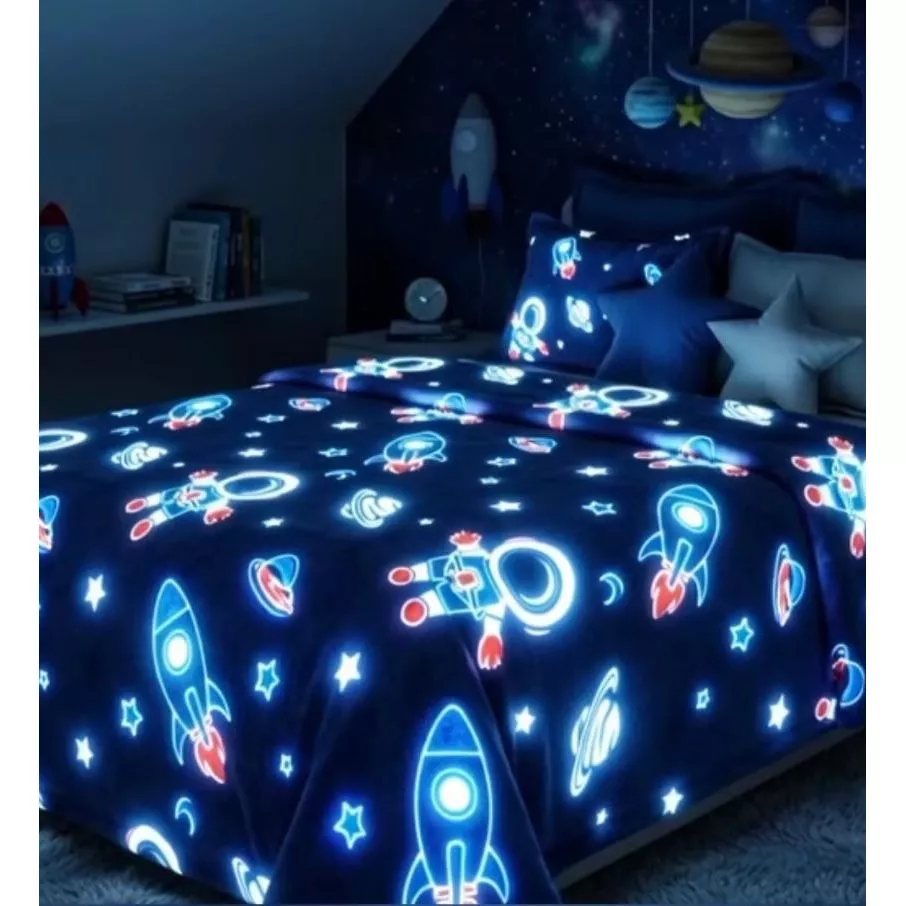 Cobertor Manta Infantil Casal 2,00x1,80Mt Brilha no Escuro Antialérgico — imagem 1
