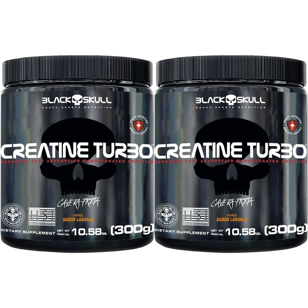 Kit 2X Creatine Turbo Monohidratada - 300g Laranja - Black Skull