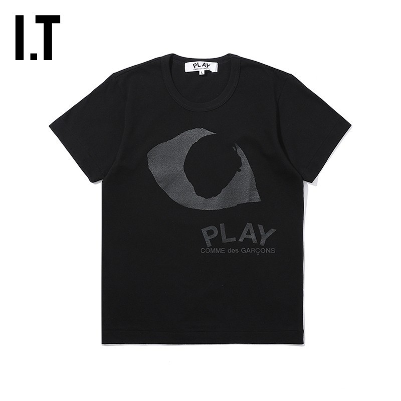 IT CDG PLAY COMME des GAR ONS Roupas femininas estampadas casal camiseta de manga curta moda simples