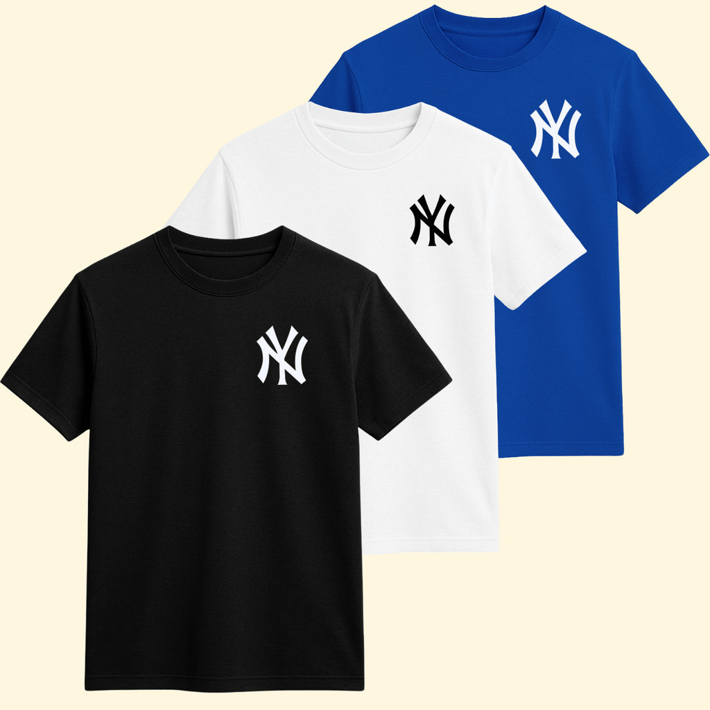 Kit 3 Camisetas NY Infantil Masculina Estampada Algodão Confortável Casual Roupa Infantil